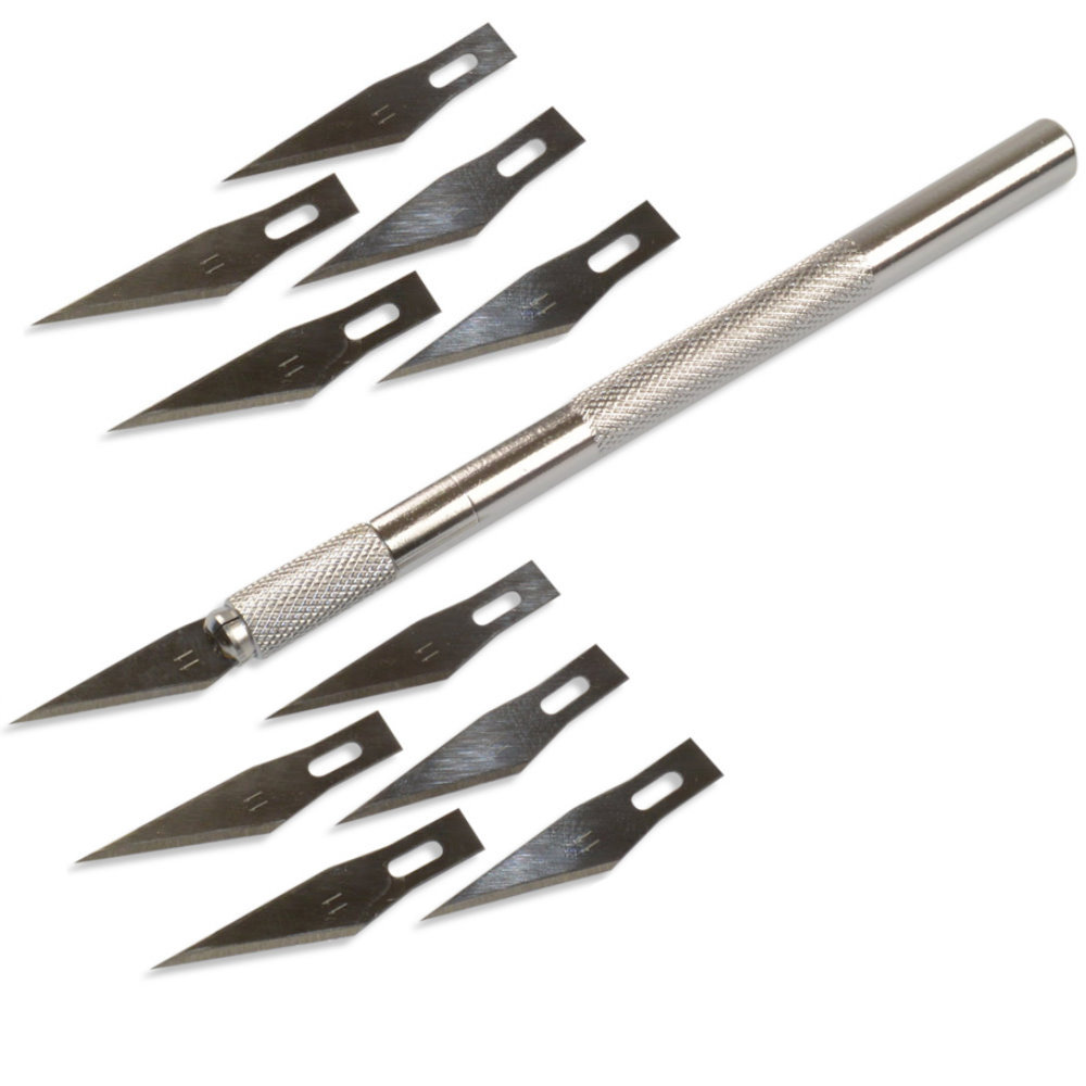 Präzisionsmesser Skalpell & 9 Ersatzklingen Alugriff Messer Holz Glas Aufkleber 
